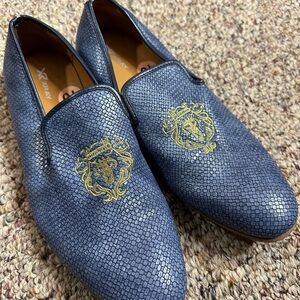 XRay Men's Blue Loafers with Gold Emblem